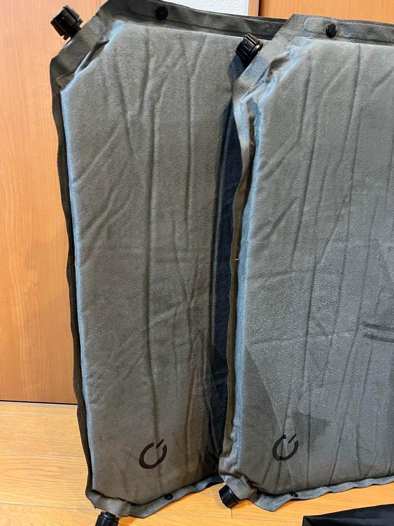 クイックキャンプ　インフレーターマット　5cm 2つセット QUICKCAMP [180日保証] 車中泊マット 5cm ダブル 2人 3人 グレー